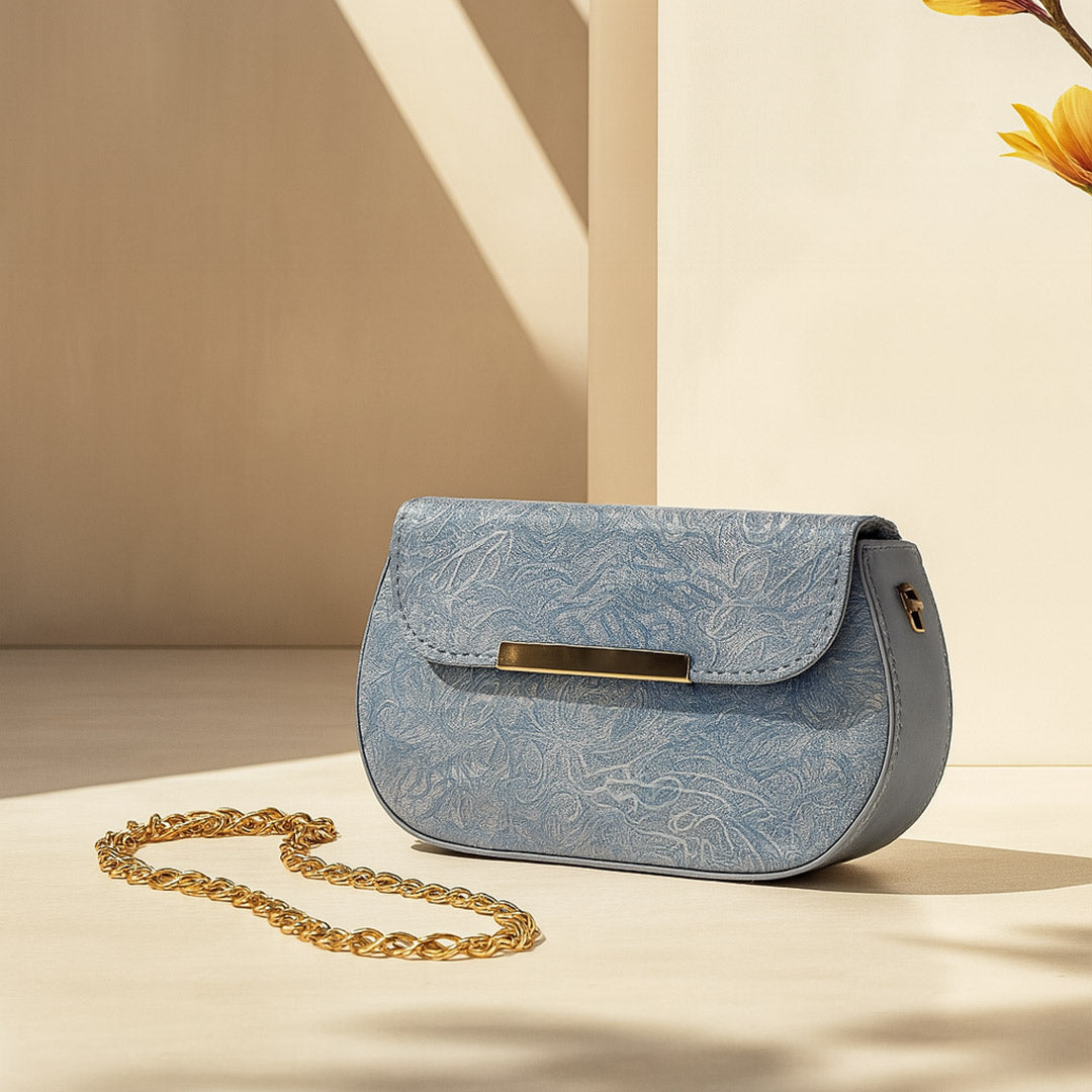 Blue Personalized Sling Bag with Golden Name Tag | Love Craft Gifts