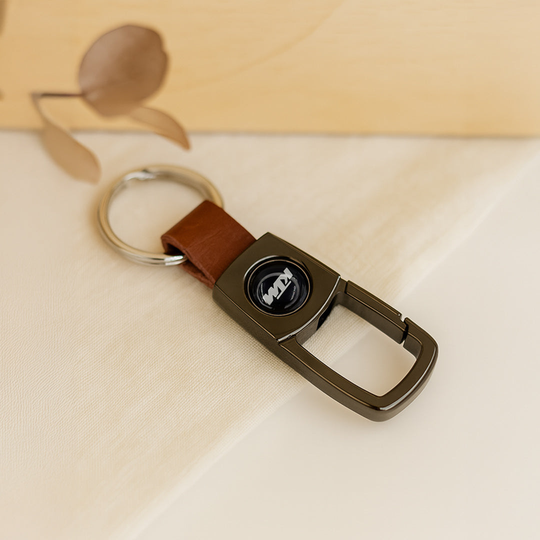 Premium Black Metal Personalized Keychain with Leather Loop – Initial or Logo Design | Love Craft Gifts