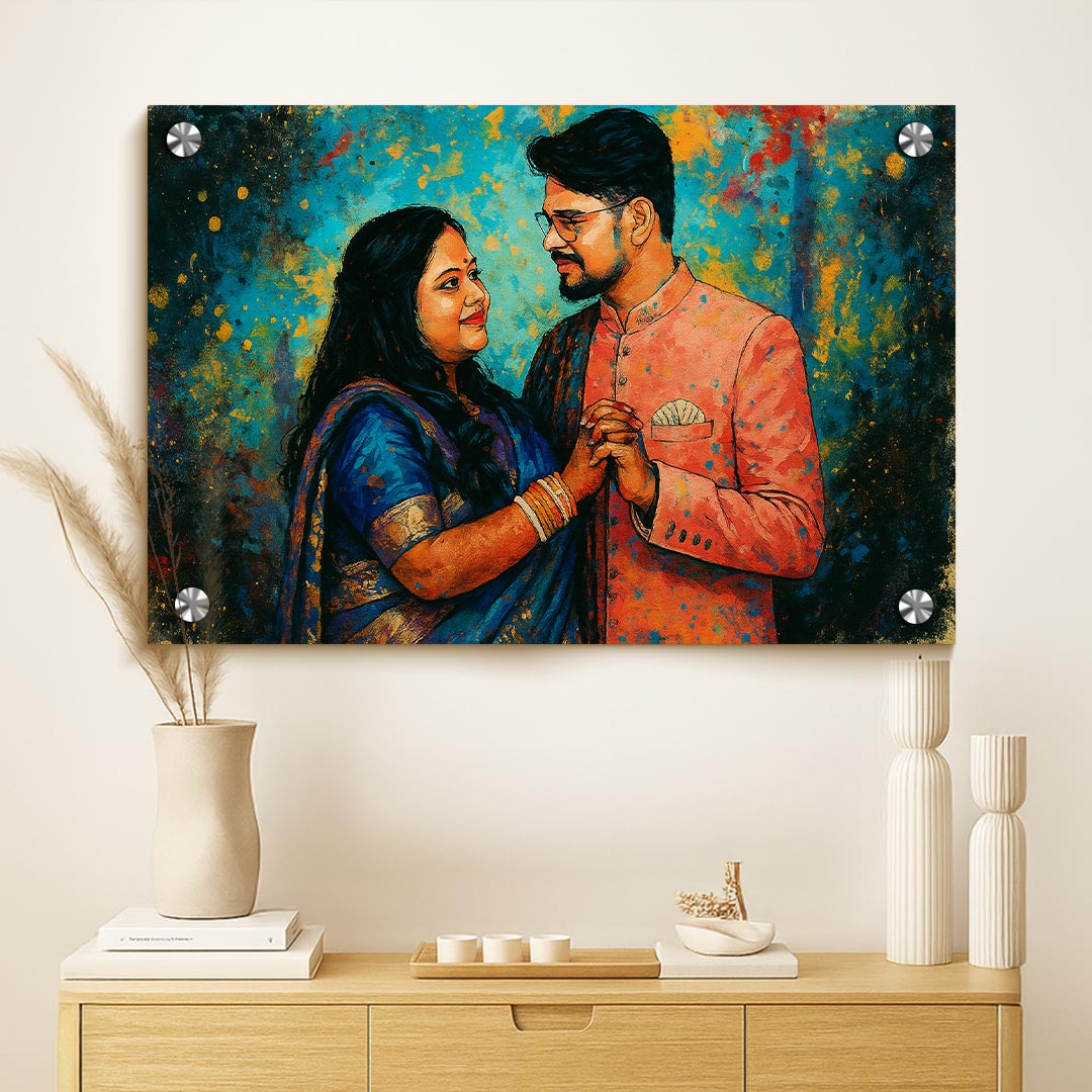 Personalized Couple Portrait Wall Frame – Digital Art | Love Craft Gifts
