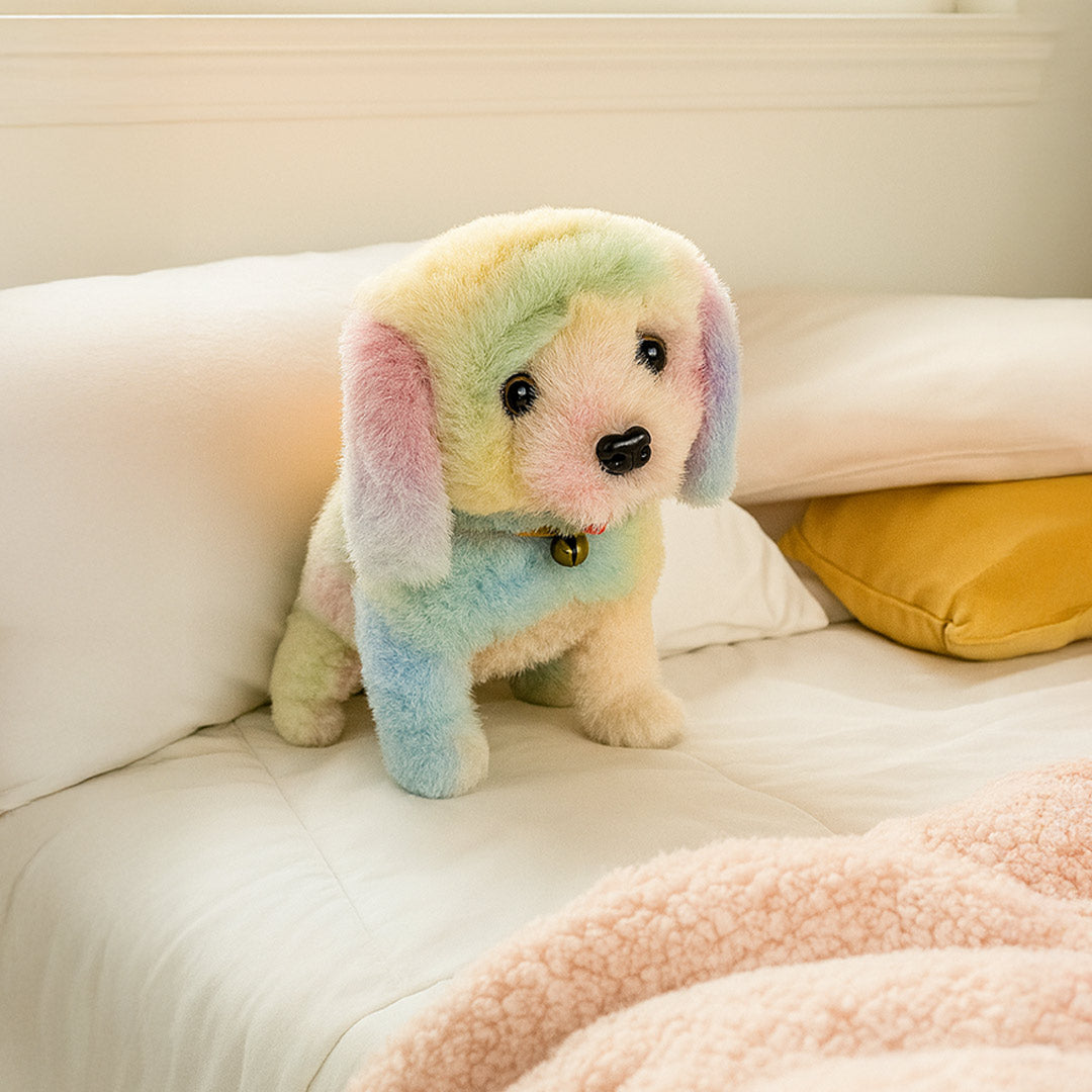 Colorful Dog Plush Toy with Bell Collar | Love Craft Gifts