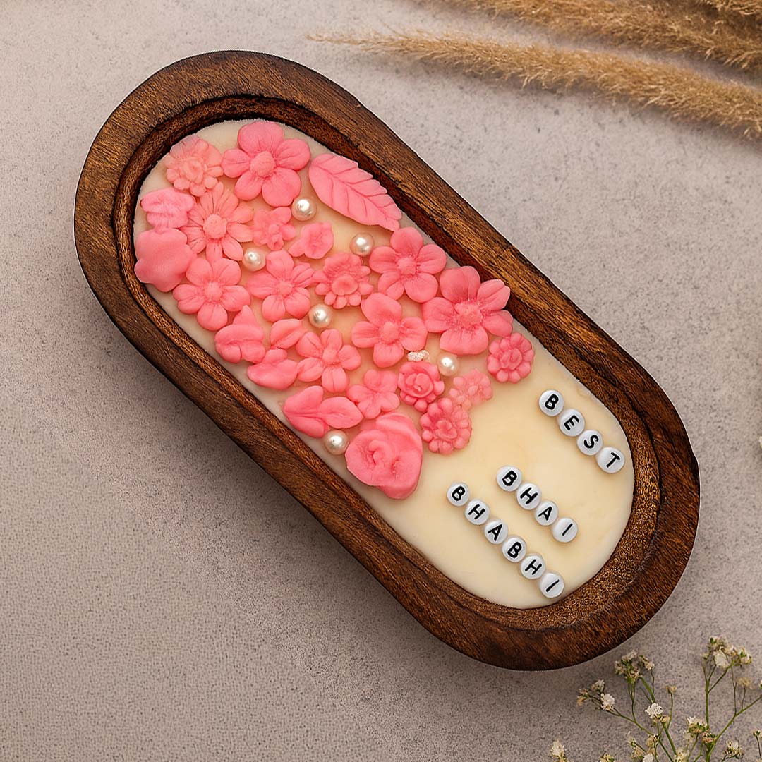 Rakhi Special Floral Wooden Dough Bowl Candle – Bhai Bhabhi Gift | Love Craft Gifts
Subtitle:
