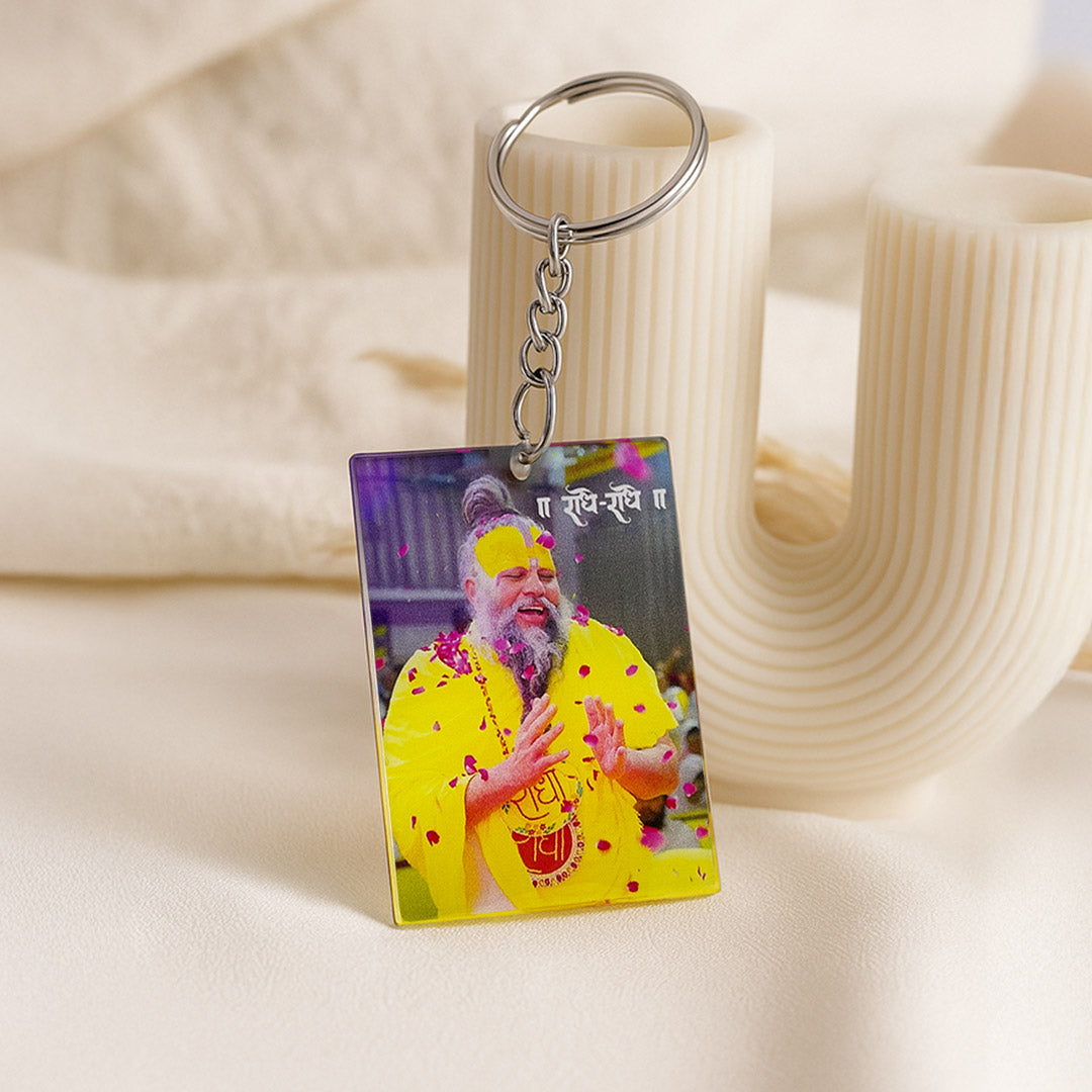 Premanand Maharaj Ji Rectangular Devotional Keychain | Love Craft Gifts