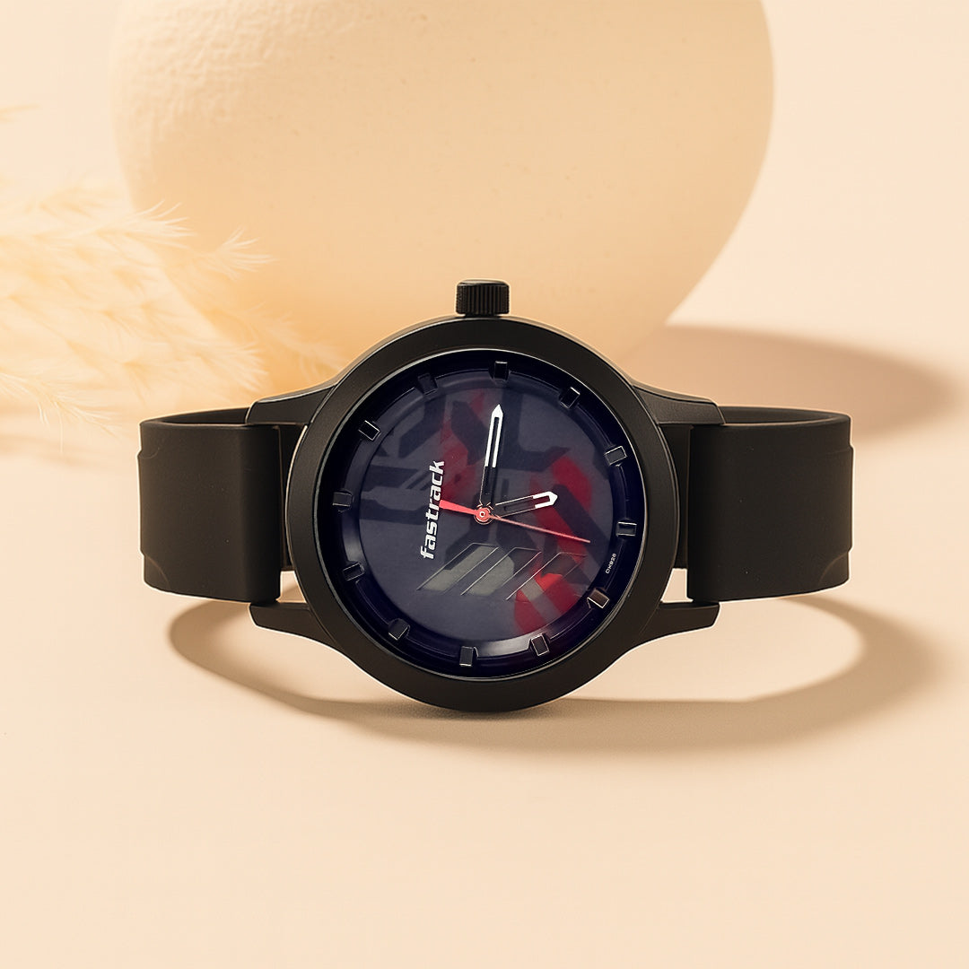 Fastrack Black Camo Dial Watch with Personalized Gift Box | Love Craft Gifts