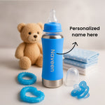 Personalized Baby Feeding Bottle – 240ml Blue Stainless Steel | Love Craft Gifts