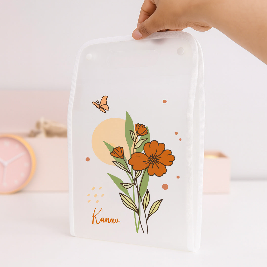 Personalized A4 File Folder with Floral Design – 13-Pocket Expandable Document Organizer | Love Craft Gifts