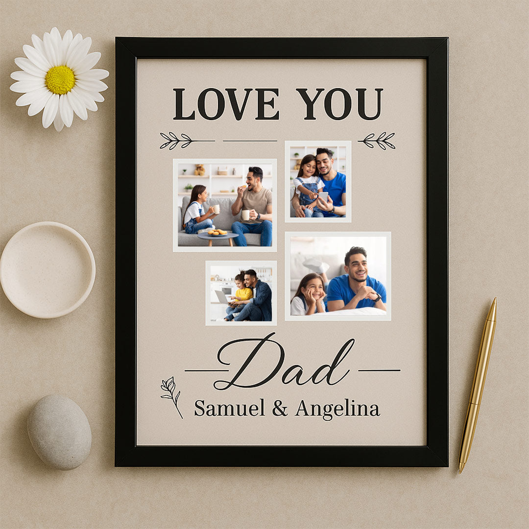 Personalized “Love You Dad” Photo Frame – Custom Name & Picture Collage Gift | Love Craft Gifts