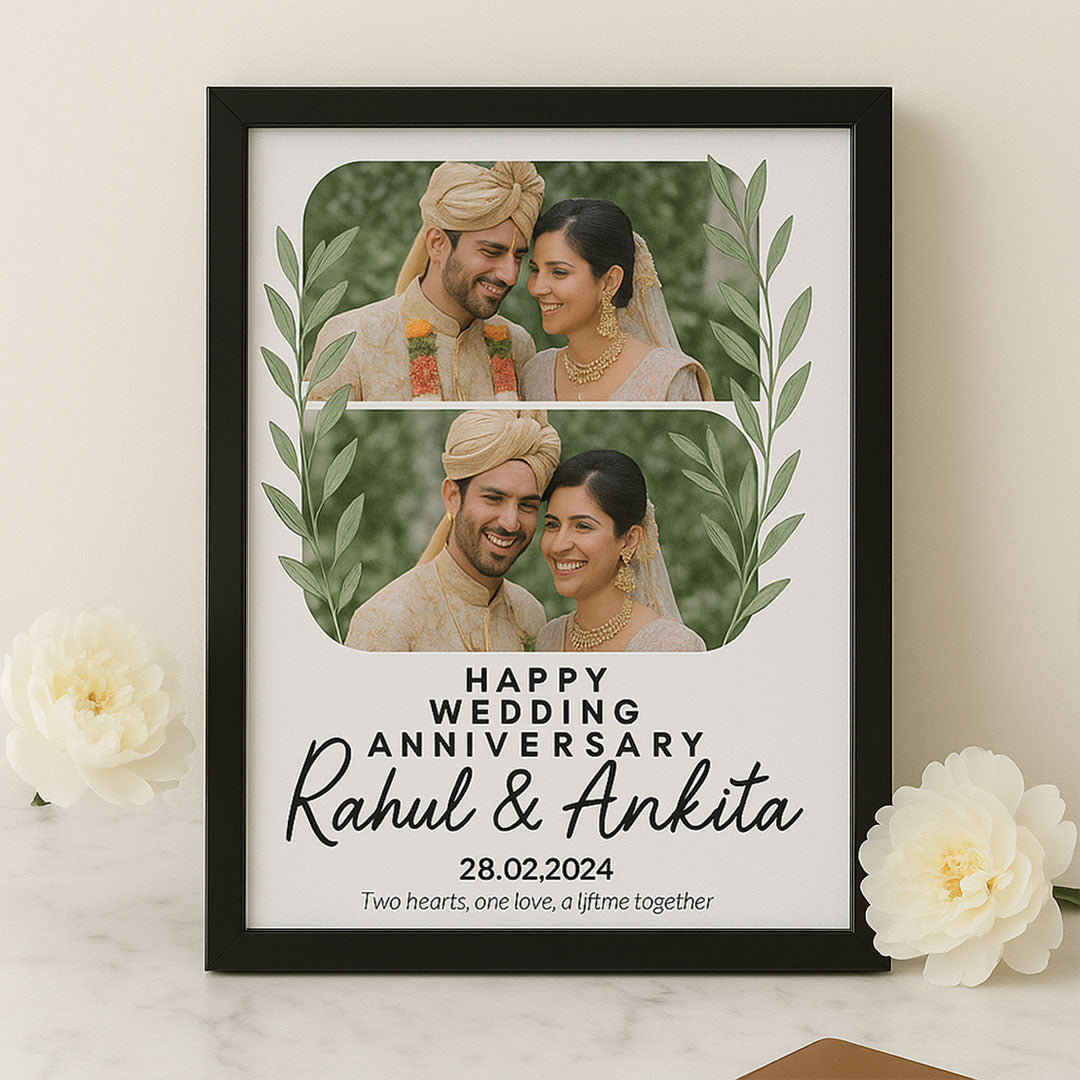 Wedding Anniversary Photo Frame – Personalized Gift with Name & Date | Love Craft Gifts