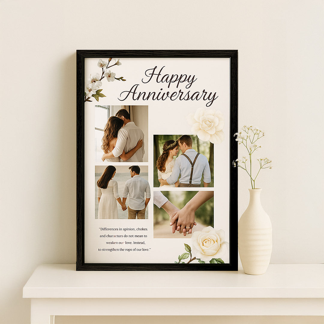 Floral Anniversary Photo Collage Frame with Romantic Quote | Love Craft Gifts