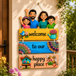 Welcome to Our Happy Place Family Wall Hanging 9x12" | Home Entrance Decor | Love Craft Gifts™