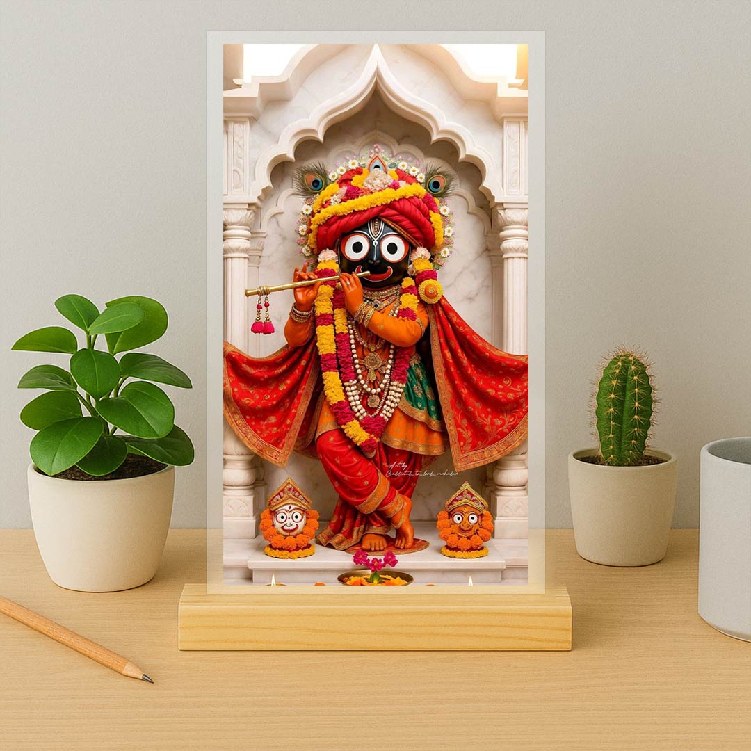 Jagannath Dev Wooden Table Stand Decor 5x7" | Love Craft Gifts