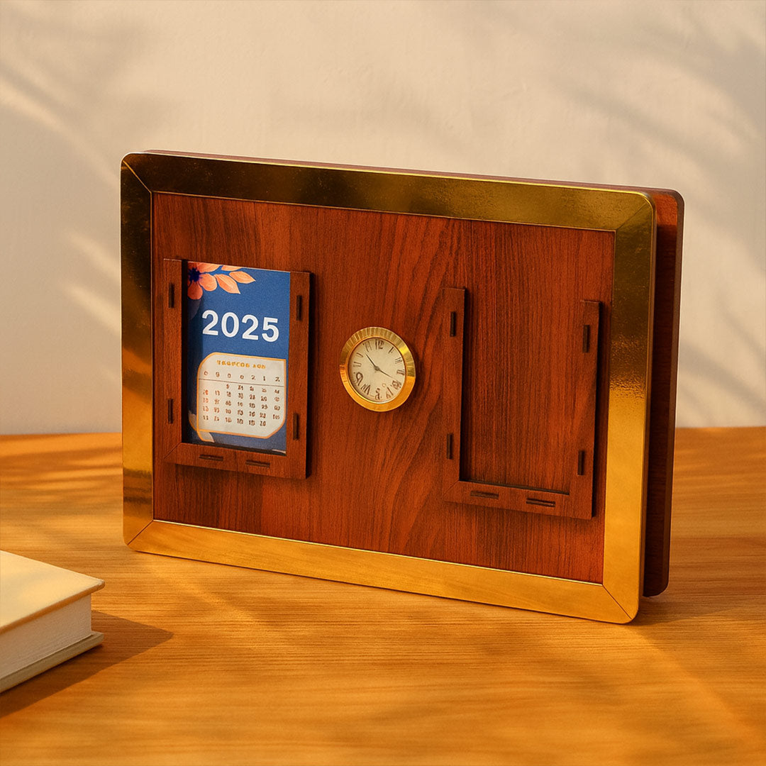 Personalized Wooden Piggy Bank with Calendar & Clock | Love Craft Gifts