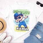 Personalized Cute Boy Name White T-Shirt – Custom Cartoon Boy Printed | Love Craft Gifts