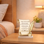 Personalized Anniversary Scroll Message Table Top with Custom Names (6x7 Inch) Romantic Desk Décor Gift | Love Craft Gifts