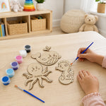Personalized DIY Sea Animals Painting Kit for Kids 3" | Wooden Ocean Animals Art & Craft Set | Creative Gift for Kids | Love Craft Gifts™