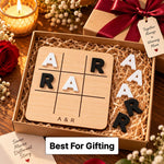 Personalized Couple Initials Tic Tac Toe Game 6x6" | Custom Two Letter Romantic Game Board for Anniversary, Wedding & Couple Gifting | Love Craft Gifts™