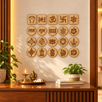Auspicious Symbols Decor Set 3x3" | Om, Swastik, Shubh Labh, Lakshmi Charan, Ganesha, Lotus, Diya & Traditional Pooja Decor | Love Craft Gifts™