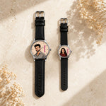 Personalized Couple Photo & Name Watch Set with Black Straps | Custom His & Her Watches | Matching Couple Gift | Love Craft Gifts™