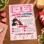 Girlfriend & Boyfriend Love Contract 8x12" | Romantic Couple Promise Gift for Anniversary & Valentine | Love Craft Gifts™
