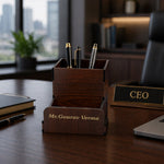 Personalized Wooden Desk Pen Stand| Custom Name Office Organizer Gift(3.5x3")