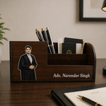Personalized Advocate Wooden Desk Organizer (7x3 Inch) – Custom Name & Photo Pen Stand Gift | Love Craft Gifts™