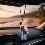 Personalized Couple Car Hanging with Cartoon Photo & Name Custom Acrylic Romantic Car Charm (3x2 Inch) Gift for Girlfriend, Boyfriend & Husband | Love Craft Gifts