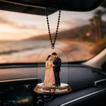 Personalized Couple Car Hanger-Romantic Rear View Mirror Charm (3")