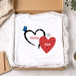 Personalized Couple Heart Name Print White T-Shirt – Unisex Casual Wear | Love Craft Gifts