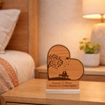 Personalized Wooden Heart Couple Name Table Top with Custom Message (6x7 Inch) Romantic Desk Décor Gift | Love Craft Gifts