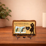 Personalized Couple Photo Wooden Plaque – Custom Name & Photo Romantic Table Top Frame (10x7 Inch) Anniversary & Love Gift | Love Craft Gifts