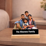 Personalized Cartoon Family Acrylic Standee (6x6 Inch) – Custom Name Pixart Family Keepsake Gift | Love Craft Gifts™