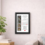 Personalized Wedding Calendar Photo Frame with Custom Date (8x12 Inch) Couple Memory Wall Décor Gift | Love Craft Gifts