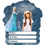 Personalized Ice Princess Cartoon Kids Name Slips – Illustrated Cartoon Art School Name Stickers (2×3 Inch, 28 Stickers) | Love Craft Gifts