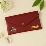 Personalized Ladies Clutch With Charm - Maroon