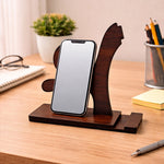Wooden Mobile Phone Holder & Desk Organizer Stand (5x5 Inch) Premium Wooden Smartphone Stand for Office & Home | Love Craft Gifts