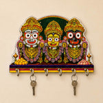 Lord Jagannath Balabhadra Subhadra Key Holder 6x8" | Jagannath Ji Spiritual Wall Key Hanger | Religious Home Décor | Love Craft Gifts™