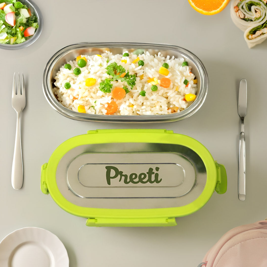 Custom Stainless Steel Tiffin Lunch Box - 650 ml, Green