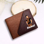 Personalized Men’s Brown & Dark Maroon Bi-Fold Wallet for Boys, Husband & Boyfriend