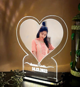 Heart-Shaped Acrylic Frame with Photo and Custom Name