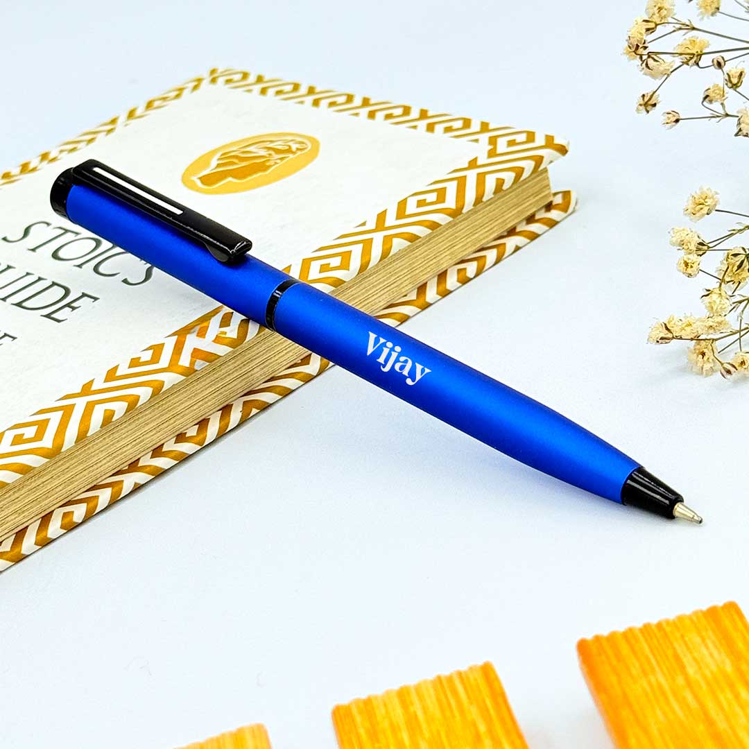 Personalized Pen Matte Blue Body With Black Clip