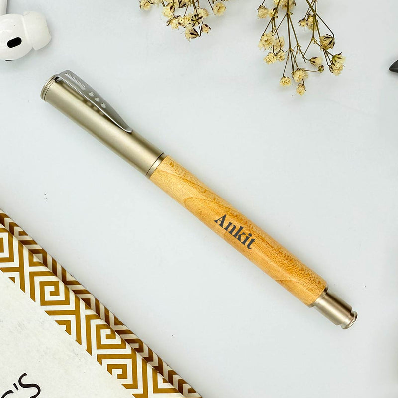 Personalized Pen Wood Body With Metal Cap