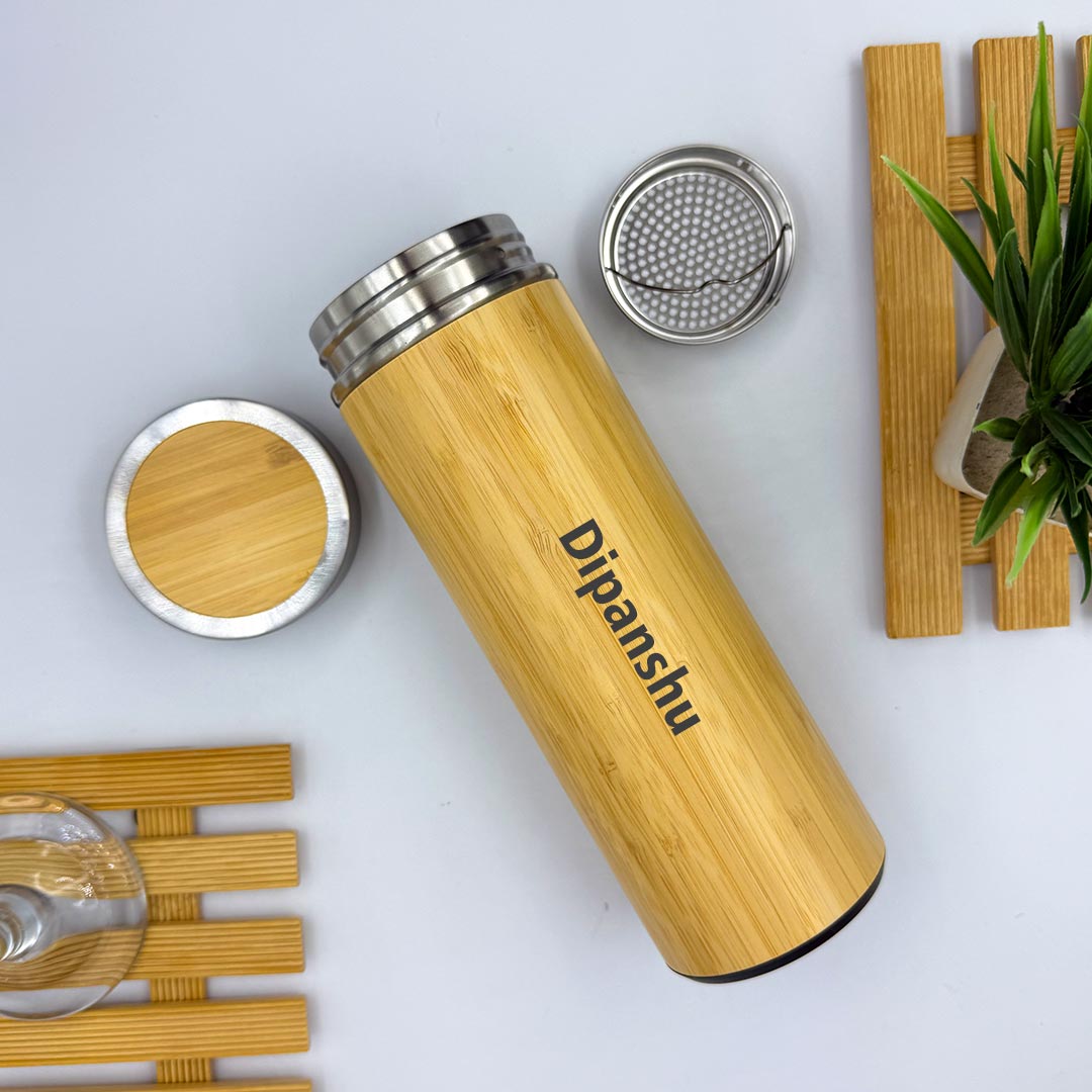 Personalized Bamboo 500 ML Stainless Steel Water Bottle
