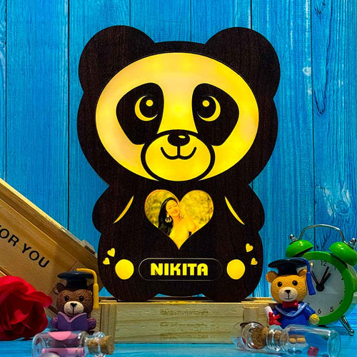 Glowing Panda Lamp with Photo & Name - Valentine Day