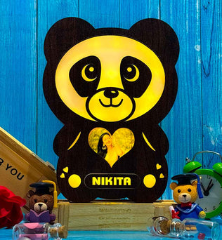 Glowing Panda Lamp with Photo & Name - Valentine Day