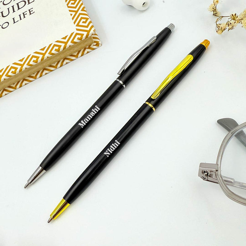 Personalized Twist Pen Slim Black Body with Golden Clip