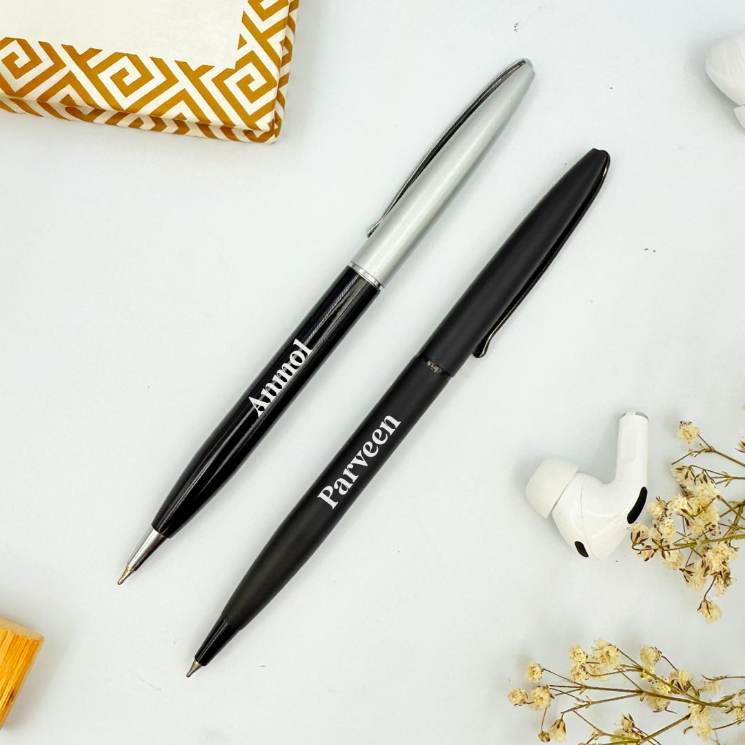 Personalized Pen Classy Black Glossy Finish With Silver Cap