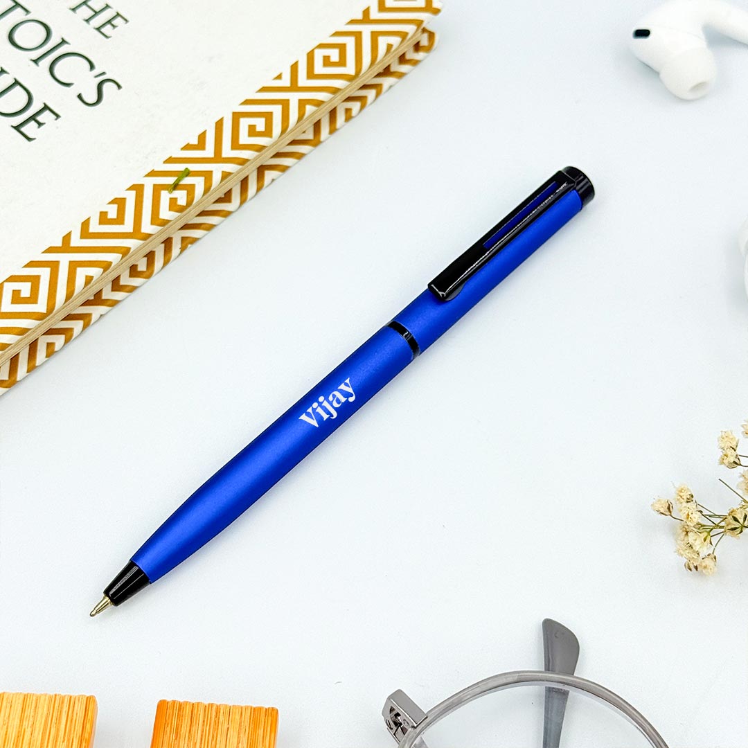 Personalized Pen Matte Blue Body With Black Clip