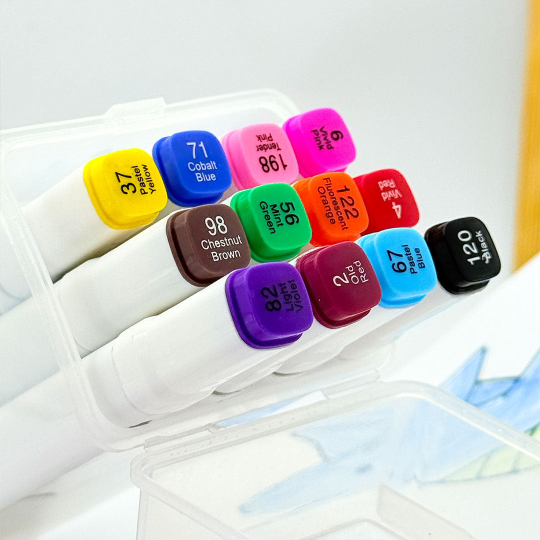 Custom Marker Set Personalized Dual Tip Professional Artist Marker - Set of 12 Piece ...