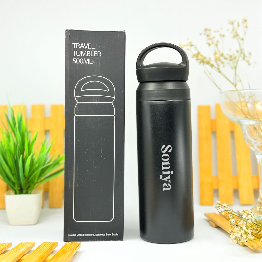 Personalized Travel 500 ML Stainless Steel Water Bottle - Tumbler With Lid