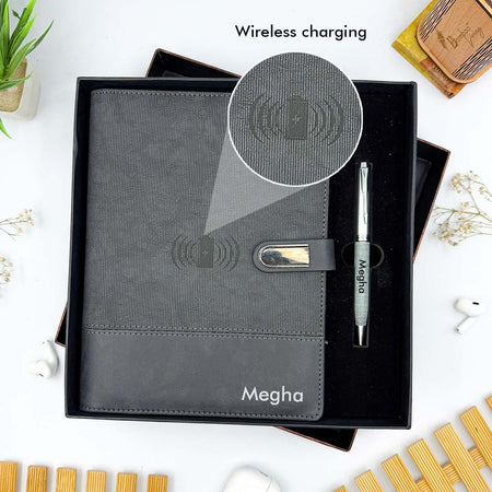 Wireless Charging Power Bank Notebook – 10,000 mAh | Premium Office Accessory