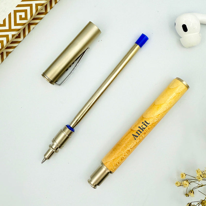 Personalized Pen Wood Body With Metal Cap